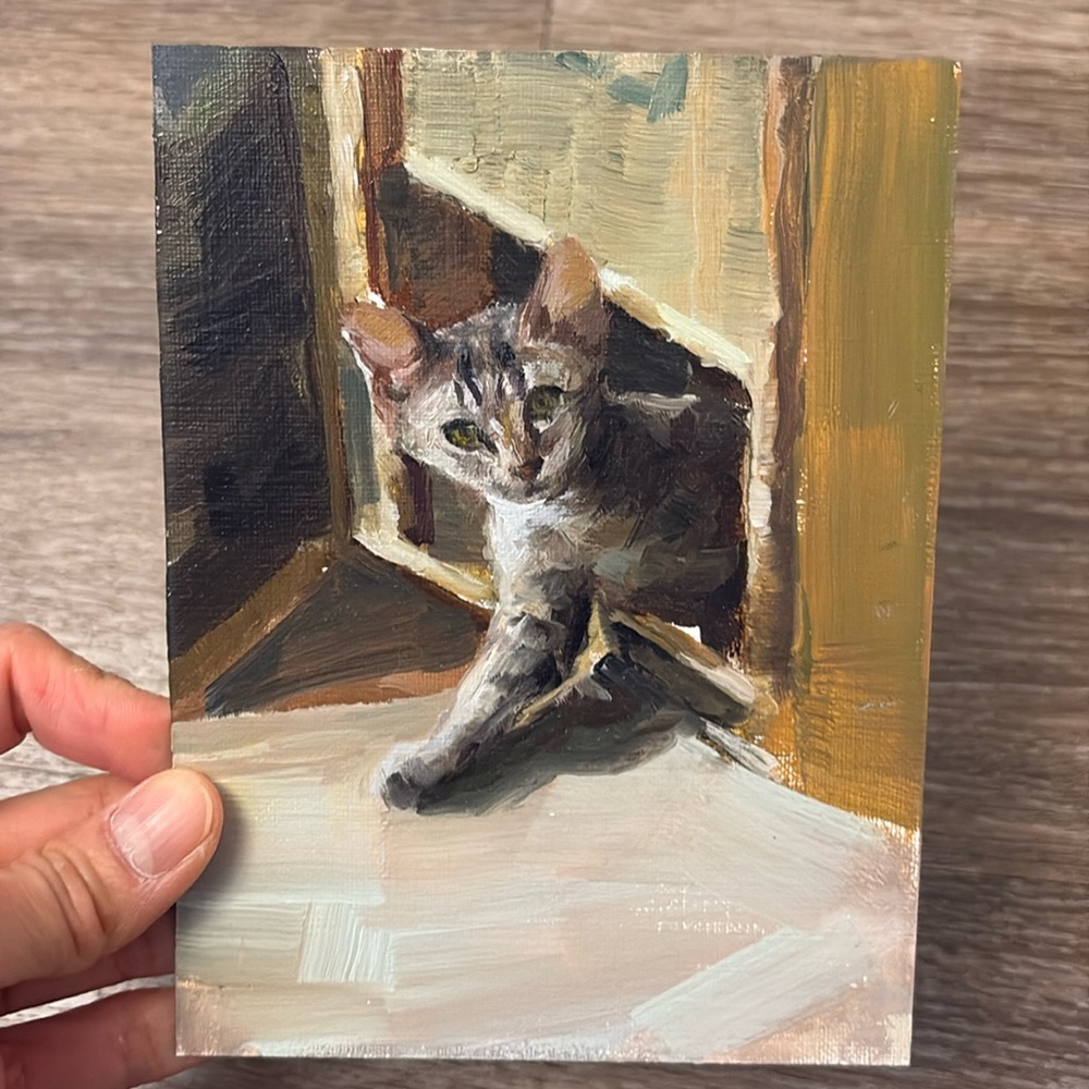 Oil painting cat